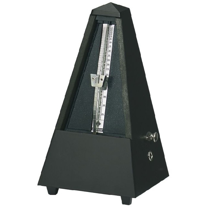 METRONOMO WITTNER 816M NERO OPACO SISTEMA MAELZEL A PIRAMIDE STRUTTURA IN LEGNO CON SUONERIA