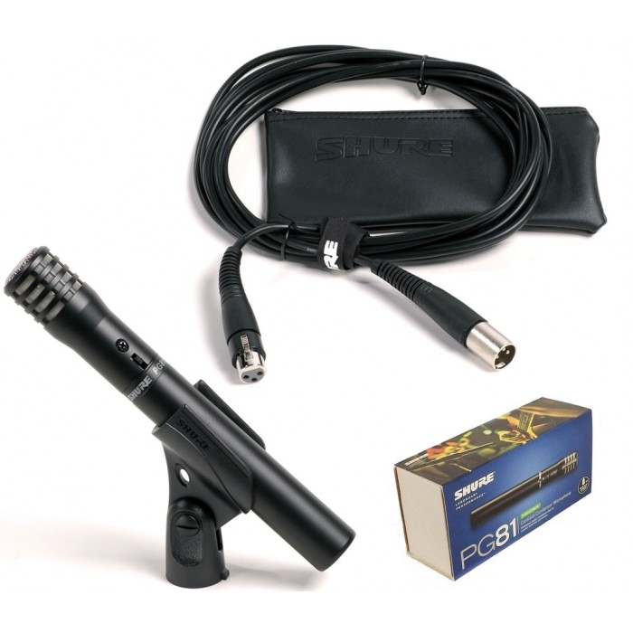 SHURE PG81 MICROFONO A CONDENSATORE CARDIOIDE ideale per la ripresa di strumenti , cavo incluso
