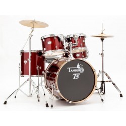 TAMBURO NUOVA T5 STANDARD 22" RED SPARKLE BATTERIA ACUSTICA 5PZ COMPLETA DI PIATTI E SGABELLO