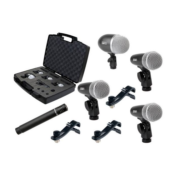 PROEL DMH5XL SET KIT 5 MICROFONI PER BATTERIA COMPLETO DI SUPPORTI e CUSTODIA