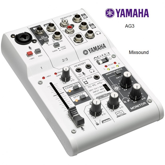 YAMAHA AG03 MIXER USB 3 CANALI CON INTERFACCIA AUDIO PER BROADCASTING / PODCASTING