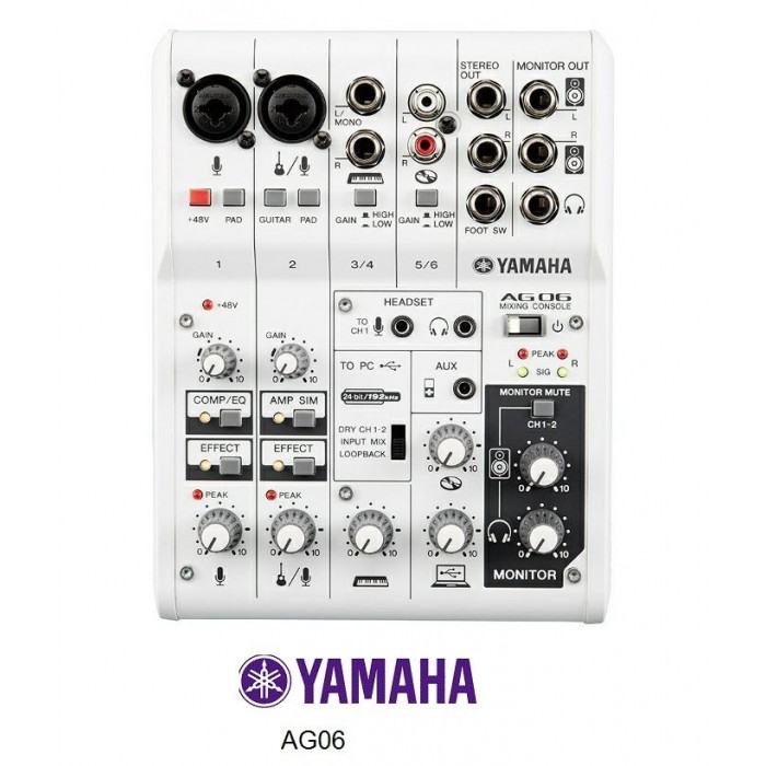 YAMAHA AG06 MIXER USB 6 CANALI INTERFACCIA AUDIO USB PER BROADCASTING PODCASTING